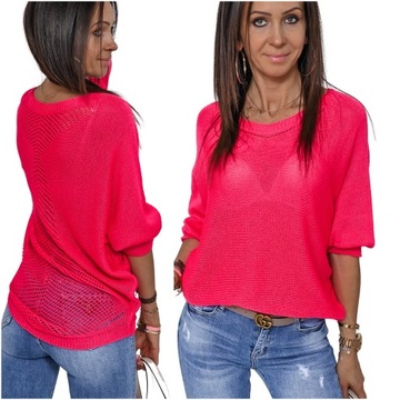 ŚLICZNY AŻUROWY LEKKI SWETEREK OVERSIZE OWEN! WZ.4