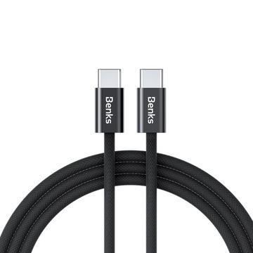 Benks Kabel D46 pleciony Typ C na Typ C PD 60W 3A 1 metr czarny