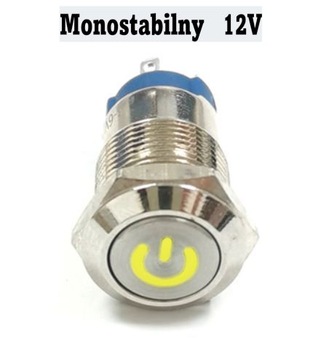 Przycisk wciskany 12mm podświetlany LED 12V 24V mo