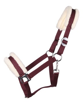Kantar z futerkiem QHP Cali Burgundy/Bordowy Mini Shetty