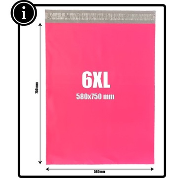 FOLIOPAKI KURIERSKIE 6XL RÓŻOWE 580x750 Foliopak 100szt