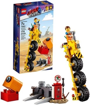 KLOCKI LEGO THE MOVIE 2 70823 TRÓJKOŁOWIEC EMMETA 7+ MOTOR STACJA BENZYNOWA