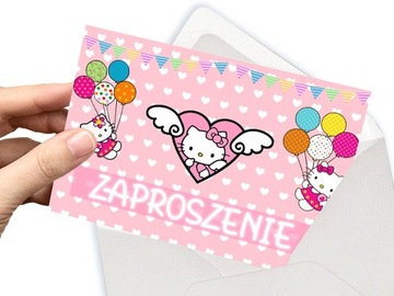 ZAPROSZENIE HELLO KITTY NA URODZINY DZIECKA + KOPERTA GRATIS