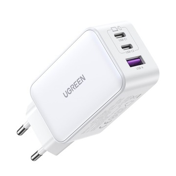 UGREEN ŁADOWARKA SIECIOWA ZASILACZ 2X USB-C, USB-A 3.0 PD QC GAN 65W KOSTKA