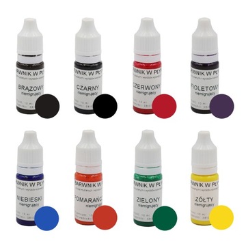 Barwnik Do Mydła Niemigrujący Barwnik do Bazy Mydlanej Zestaw 8x10ml