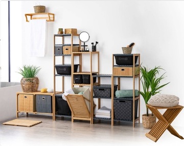 БАМБУКОВАЯ ПОЛКА ДЛЯ ВАННОЙ + КОРЗИНА ДЛЯ БЕЛЬЯ 2в1