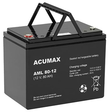 AKUMULATOR BATERIA AGM VRLA BEZOBSŁUGOWY ACUMAX AML 12V 80Ah AML80 AML80-12