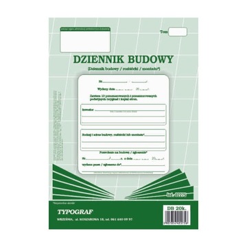 Druk- Dziennik budowy TYPOGRAF 20k.