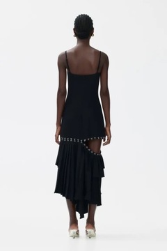 ROKH x H&M Asymetryczna Sukienka z Warstwowym Dołem r.38