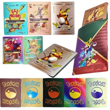 KOLEKCJONERSKIE KARTY POKEMON RAINBOW 10 szt, KOLOR, idealne dla fanów