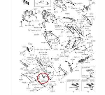 ОБТЕКАТЕЛЬ БОКОВОГО ПЛУГА ДЛЯ ЗАПРАВКИ KAWASAKI NINJA 650