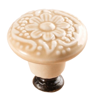 PIĘKNA Gałka Meblowa PORCELANOWA BEŻOWA Mniejsza