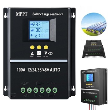 100A LCD SOLARNY REGULATOR ŁADOWANIA KONTROLER MPPT 12V/24/36V/48V