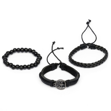 6 мужских кожаных браслетов, элегантный комплект ремешков с бусинами, МУЖЧИНЫ