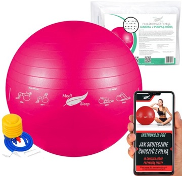 PIŁKA REHABILITACYJNA GIMNASTYCZNA DO ĆWICZEŃ FITNESS ZESTAW Z POMPKĄ 65cm