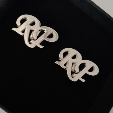 Запонки с инициалами - серебро 925 пробы