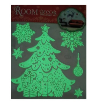 NAKLEJKI ŚWIĄTECZNE FLUORESCENCYJNE na okno ścianę ŚWIECĄ W CIEMNOŚCI