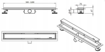ДРЕНАЖ ЛИНЕЙНЫЙ СЛИВ НИЗКИЙ СИФОН РЕШЕТКА 90СМ