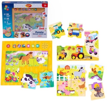 DUMEL PUZZLE DZWIĘKI WOKÓŁ NAS WIEŚ ODGŁOSY MELODIE 3 OBRAZKI 3+ 82726
