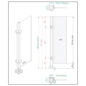 балюстрадный столб 40x40 для стекла ANTHRACITE NEAR-STANDING
