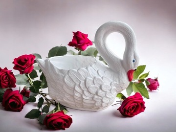 ŁABĘDŹ DONICA W KSZTAŁCIE ŁABĘDZIA OSŁONKA NA KWIATY FIGURA OGRODOWA H:45CM