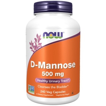 NOW D-MANNOSE 500MG 240VCAP DZIAŁA ANTYSEPTYCZNIE PĘCHERZ DROGI MOCZOWE