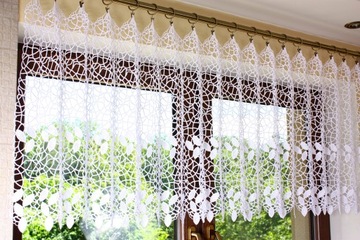 Заздростка Гипюровые Подтяжки Белая кухонная штора, высота 70 см