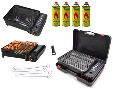 GRILL TURYSTYCZNY gazowy PRZENOŚNY + 4xGAZ walizka