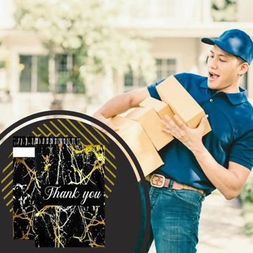 FOLIOPAKI KURIERSKIE MOCNE 255X370 ZŁOTY MARMUR THANK YOU 50SZT