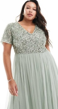 ПЛАТЬЕ МАКСИ MAYA PLUS SAGE С ПАЙЕТКАМИ (48)