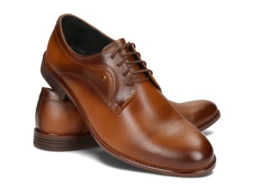 BUTY MĘSKIE OBUWIE WIZYTOWE SKÓRA 046D BRĄZ 43