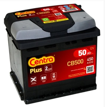 Akumulator Centra Plus 50Ah 450A CB500 Nowy Model PRAWY +