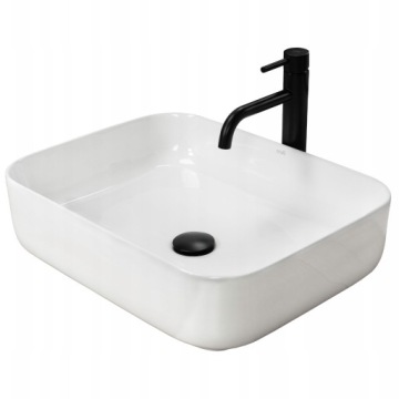 Umywalka DEMI SLIM biała nablatowa ceramiczna Rea