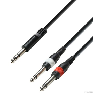 K3YVPP0300 Kabel Jack STEREO 6.3 mm – 2 x Jack MONO 6.3 mm 3m Adam Hall