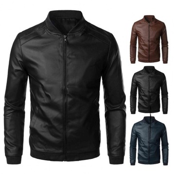 Leather Jacket Bomber Motorcycle Jacket Men Biker