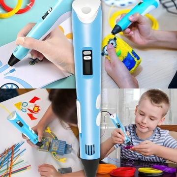 Długopis 3D DRUKARKA MAGICZNY PEN DUŻY ZESTAW 200M Wkładów PLA DLA DZIECI
