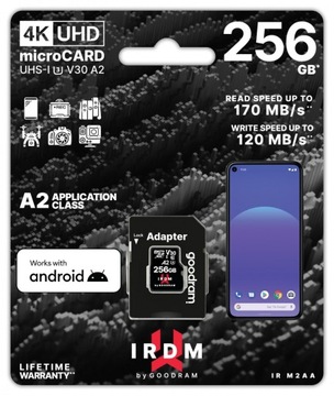 Karta pamięci microSDHC GOODRAM 256GB IRDM-A2 UHS adapter