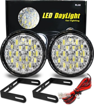 ŚWIATŁA DO JAZDY DZIENNEJ OKRĄGŁE 90MM LAMPY DZIENNE 18 LED DRL HOMOLOGACJA