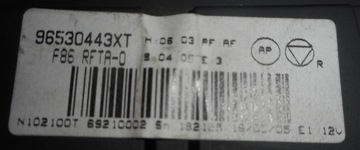 CITROEN C3 PEUGEOT 1007 PANEL KLIMATIZACE VENTILACE 96530443XT