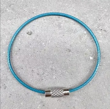 Брелок для ключей, витая веревка из резины, основание из синей стали