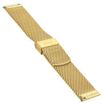 Złota siatkowa bransoleta stalowa do zegarka Bisset GRUBY MESH 24mm 24 mm