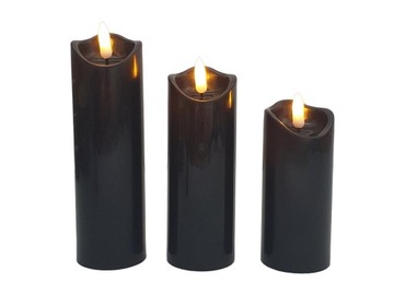 СВЕЧА светодиодная мигающая ПЛАМЯ Ø5см узкая ЧЕРНАЯ 12,5c