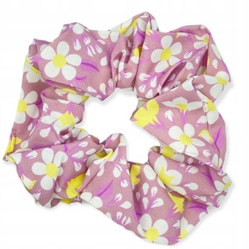 Gumka do włosów FROTKA SCRUNCHIE FIOLET KWIATKI