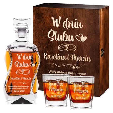 KARAFKA Z GRAWEREM KARAFKA NA WHISKY SZKLANKI PREZENT NA ŚLUB ROCZNICĘ