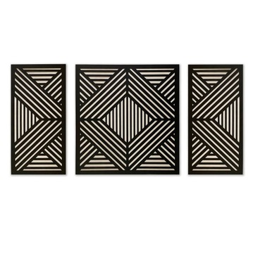 Tryptyk Drewniany BOHO, Panele Geometryczne, Ażury
