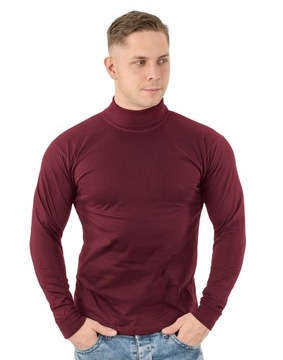 Elegancki Sweter Golf Męski Golfy WXM XXL bordowy