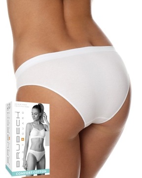 BRUBECK figi MAJTKI BIKINI BAWEŁNIANE MEGA Białe L