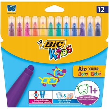 Flamastry dla dzieci PISAKI 12 kolorów KID COLOUR BABY BIC