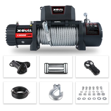 WYCIĄGARKA X-BULL ELEKTRYCZNA SAMOCHODOWA DO LAWETY 12V 13000lb 6/12TON 4X4