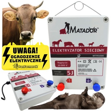 Pastuch elektryczny 230V sieciowy 5J bydło wydra Elektryzator na psy MOCNY